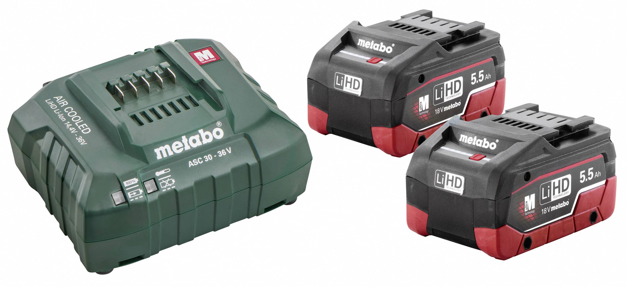 Metabo 685122000 Basic-Set 2 x LiHD 5.5 Ah Accu en acculader voor gereedschap 18 V 5.5 Ah LiHD