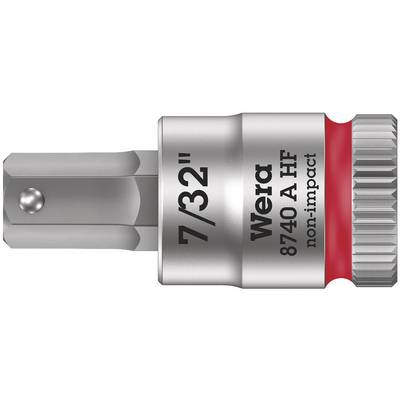 Schroefkop met de opdruk '7/32"' en 'Wera 8740 A HF non-impact', toont een dopsleutelinzet voor handgereedschap.