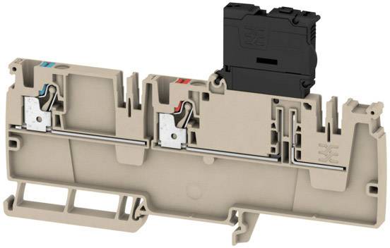 Een bruine montageadapter met zwarte bovenkant, geschikt voor elektrische aansluiting in industriële toepassingen.