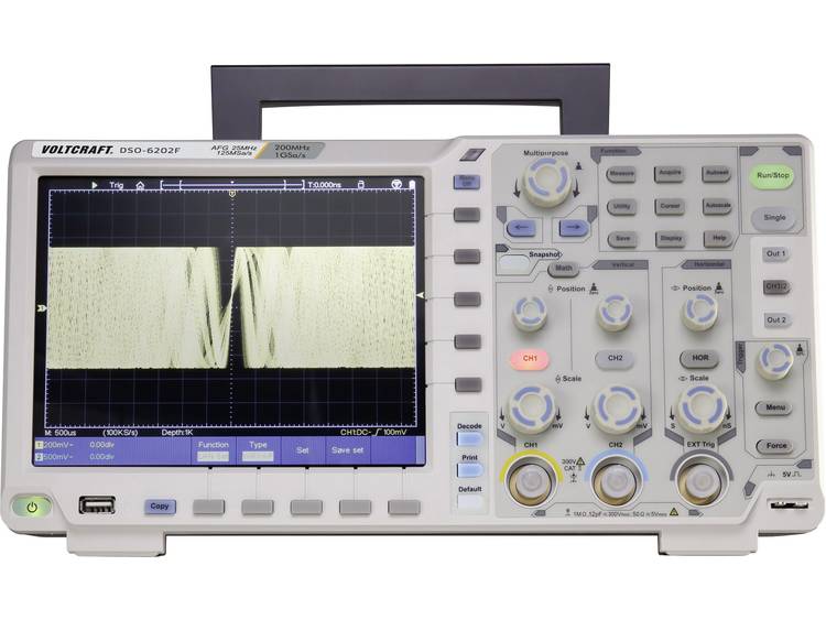 VOLTCRAFT DSO-6202F Digitale oscilloscoop 200 MHz 2-kanaals 1 GSa-s 40000 kpts 14 Bit Digitaal geheu