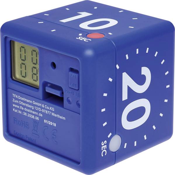 TFA Dostmann CUBE Timer Blauw Digitaal Conrad.nl