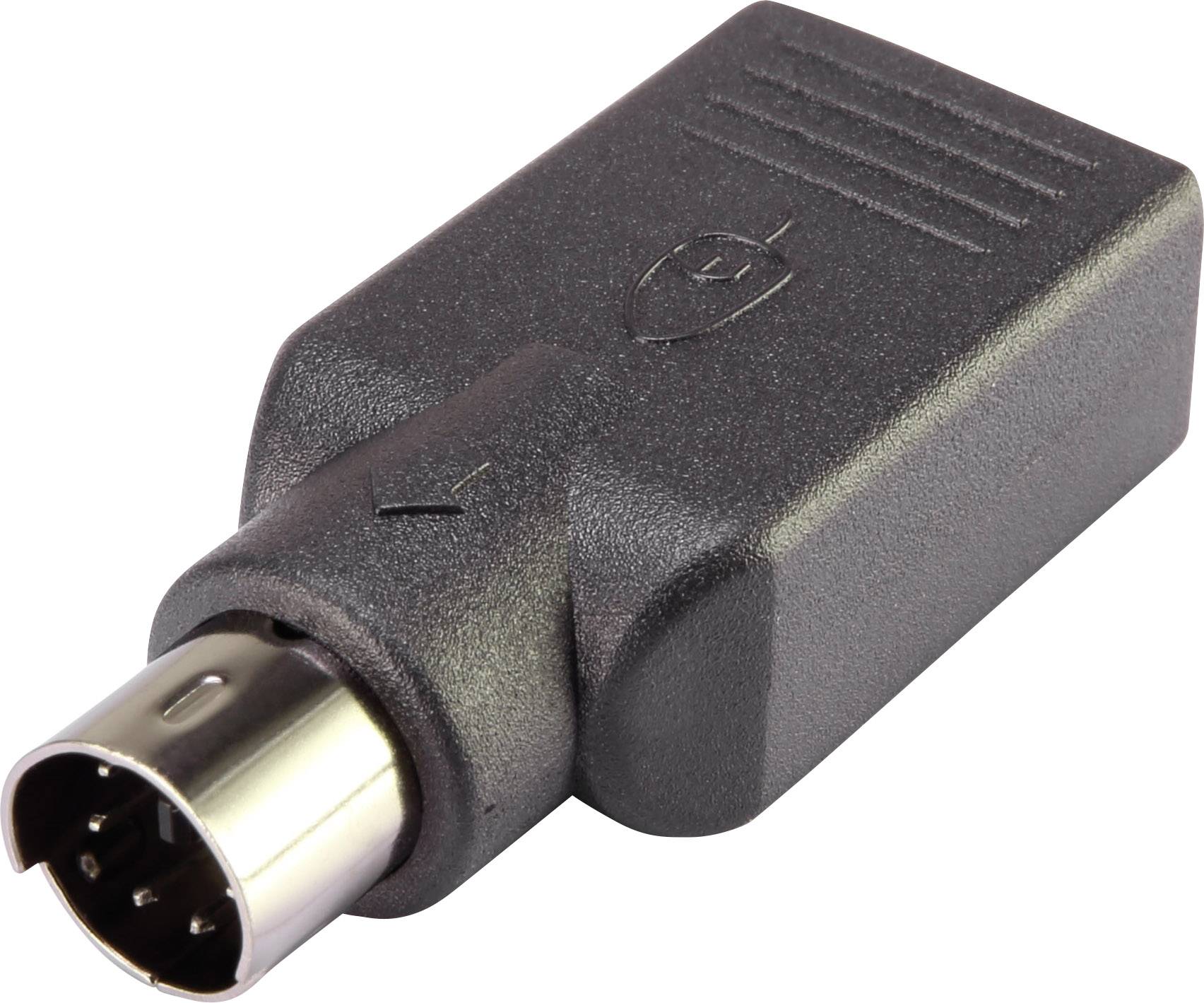 USB / PS/2 Muis Adapter [1x PS/2 stekker 1x USB 2.0 bus A] Zwart
