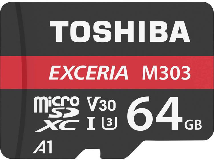 Toshiba M303 Exceria 64 GB microSDXC-kaart Class 10, UHS-I, v30 Video Speed Class, UHS-Class 3 incl.