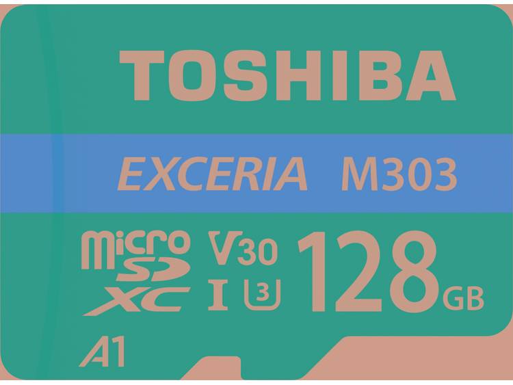 Toshiba M303 Exceria 128 GB microSDXC-kaart Class 10, UHS-I, v30 Video Speed Class, UHS-Class 3 incl