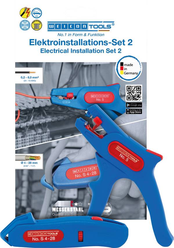 WEICON TOOLS No S 4 + No 5 10039676 Striptang Elektronica Incl. kabelmes 0.2 tot 6.0 mm²  4 tot 28 mm Geschikt voor merk Wago
