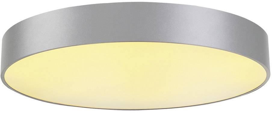 Grijze, ronde plafondlamp met gele verlichting die een gelijkmatige lichtverspreiding biedt. Ideaal voor moderne interieurs.