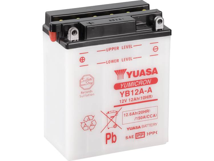 Yuasa YB12A-A accu 12V 12Ah(10h) 134x80x160x160 (incl. 0,7L accuzuur)
