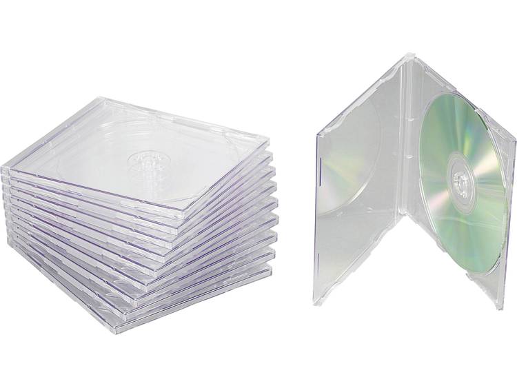 Basetech BT-1691750 CD-hoes slim 1 CD-DVD-Blu-Ray Kunststof Transparant 10 stuks