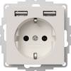 2USB 2U-449337 Stopcontact (onderbouw) VDE, Met USB, Aanraakbeveiliging IP20 Zuiver wit, Mat