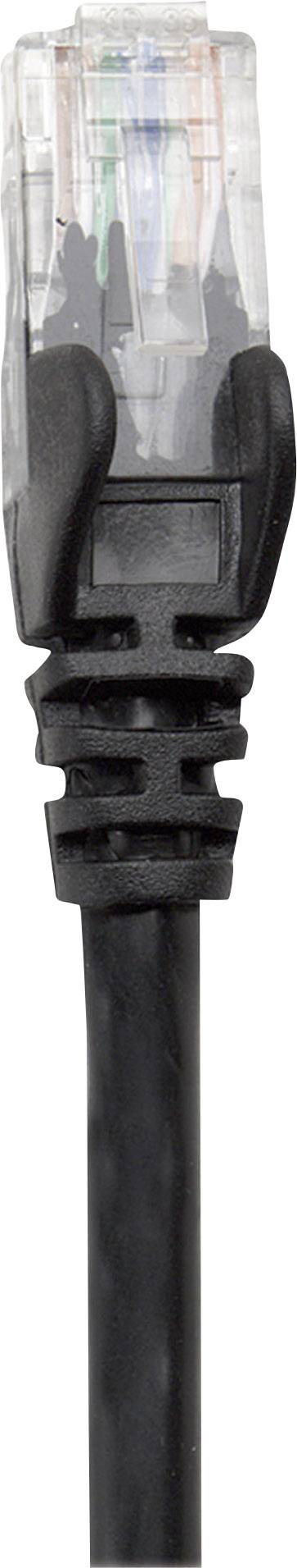 Een zwart Ethernet-kabel met een transparante RJ45-connector, klaar om aangesloten te worden op een netwerkapparaat.