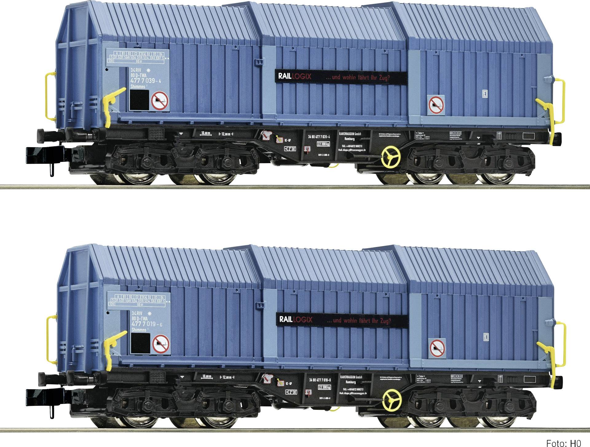FLEISCHMANN 837926 2-delig Set telescoophuifwagens type shimns, RAILLOGIX
