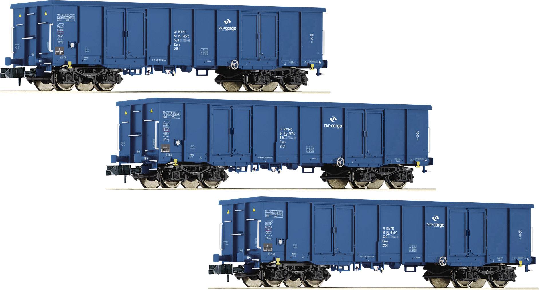 FLEISCHMANN 828342 3-delig Set: open goederenwagons type Eaos, PKP Cargo