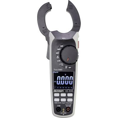 Een digitale multimeter met display, die 0,000 Volt AC aangeeft. Het beschikt over een draaiknop voor het selecteren van verschillende meetmodi.