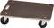 Handige trolley met rechthoekig houten plateau en vier zwarte wielen. Geschikt voor het vervoeren van zware voorwerpen.