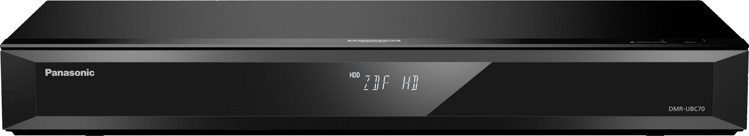 Een zwarte Panasonic DVD-speler met een digitaal display dat '29°C AB' weergeeft. Het apparaat is strak en modern vormgegeven.