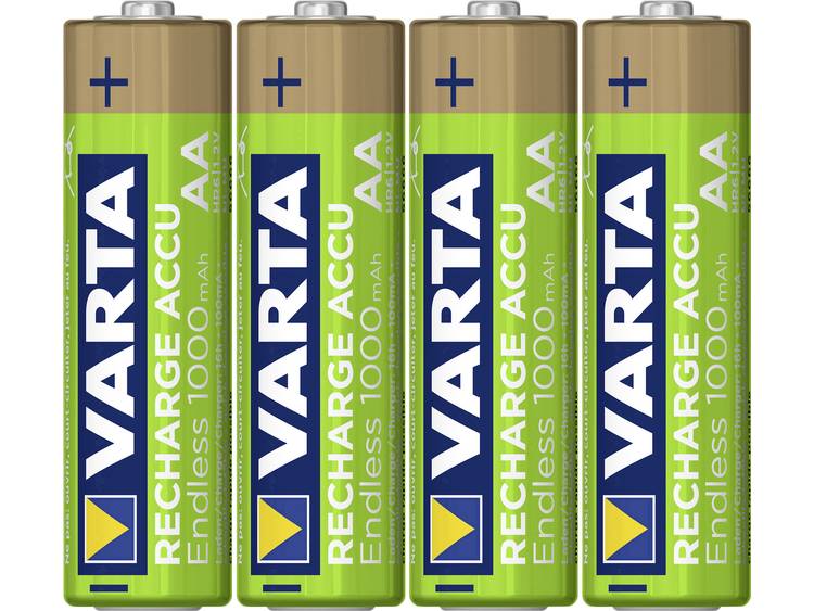 Oplaadbare AA batterij (penlite) NiMH Varta Endless Ready to Use 1000 mAh 1.2 V 4 stuks