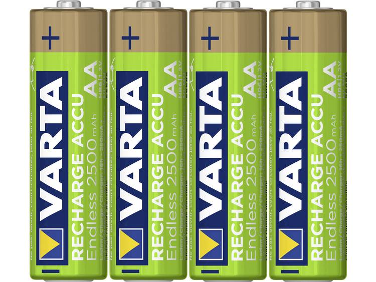 Oplaadbare AA batterij (penlite) NiMH Varta Endless Ready to Use 2500 mAh 1.2 V 4 stuks