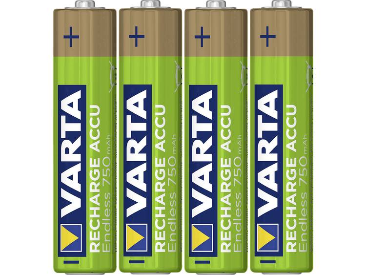 Oplaadbare AAA batterij (potlood) NiMH Varta Endless Ready to Use 750 mAh 1.2 V 4 stuks
