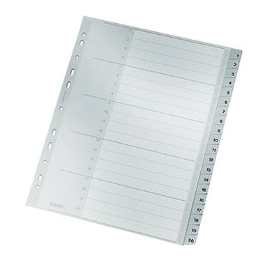 Leitz 1284 Register DIN A4, Bovenbreedte 1-20 Polypropyleen Grijs 20 tabbladen 12840000