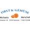 'FRUIT & GROENTE Michaela Marschall, Ulmenstraat 42, 32104 Hannover, T.0421/123456' - Logo met een afbeelding van oranje fruit.