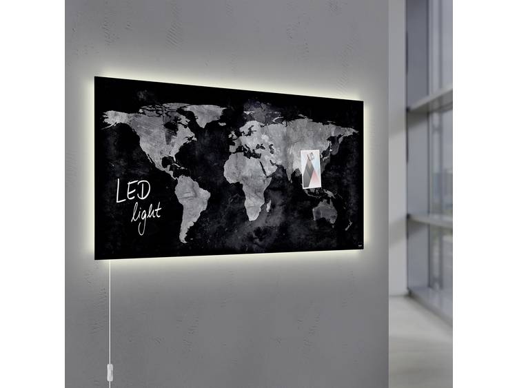 Sigel artverumÂ® World Map LED Light (b x h) 91 cm x 46 cm Zwart GL409