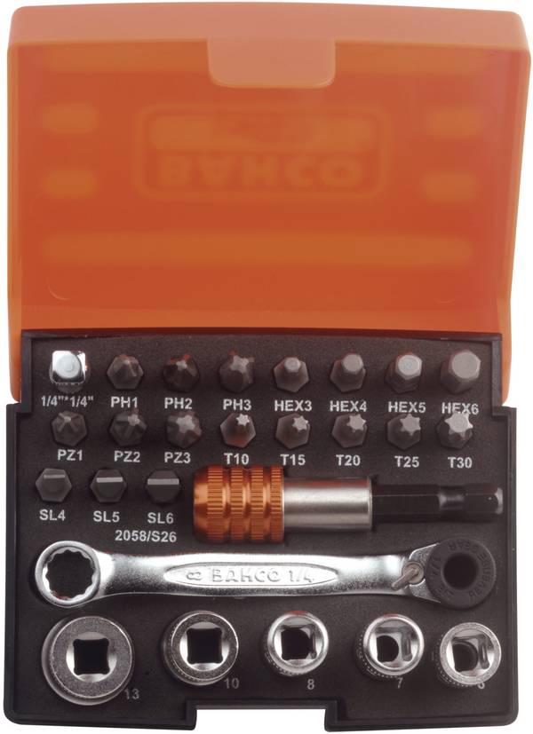 Bahco BAH2058S26 2058/S26 Dopsleutelset Metrisch 1/4" (6,3 mm) 26-delig