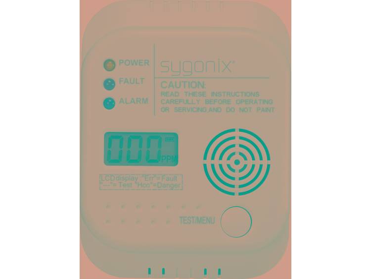 Koolmonoxidemelder met interne sensor Sygonix SY-3394944 werkt op batterijen Detectie van Koolmonoxi