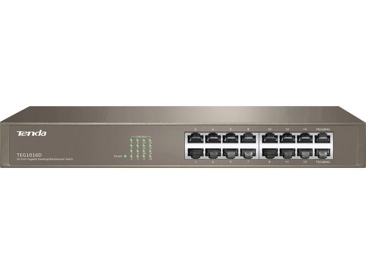 Tenda TEG1016D Unmanaged network switch L2 Gigabit Ethernet (10-100-1000) 1U Blauw