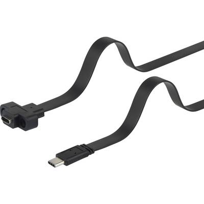 Renkforce USB-kabel USB 3.2 Gen1 (USB 3.0 / USB 3.1 Gen1) USB-C stekker, USB-C bus 0.50 m Zwart Schroefbaar, Zeer flexib