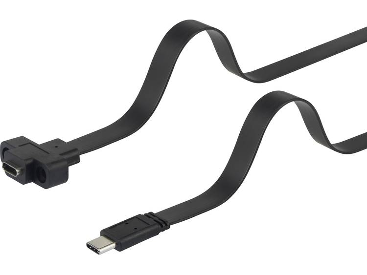 Renkforce USB 3.0 Verlengkabel [1x USB-C stekker 1x USB-C bus] 0.25 m Zwart Schroefbaar, Zeer flexib