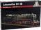 Een modelbouwdoos toont een locomotief BR 50 op schaal 1:87 (H0) van het merk Italeri.