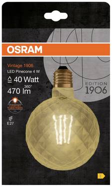 OSRAM HOMELIGHTING 4058075092037 LED-lamp Energielabel E (A - G) E27 Globe 4 W = 40 W Warmwit (Ø x l) 125 mm x 125 mm  1 stuk(s)