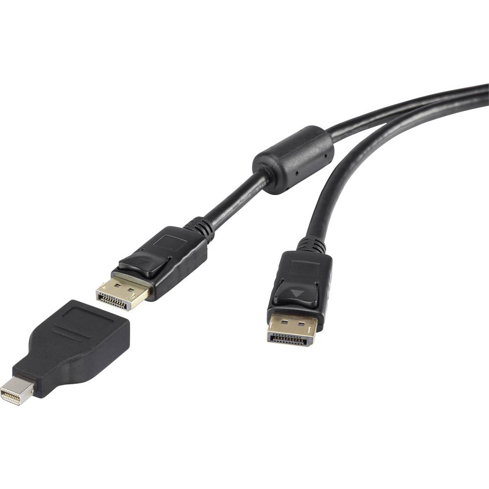 Renkforce Mini-displayport / DisplayPort Adapterkabel Mini DisplayPort stekker, DisplayPort stekker 1.80 m Zwart Vergulde steekcontacten, Met Ferrietkern