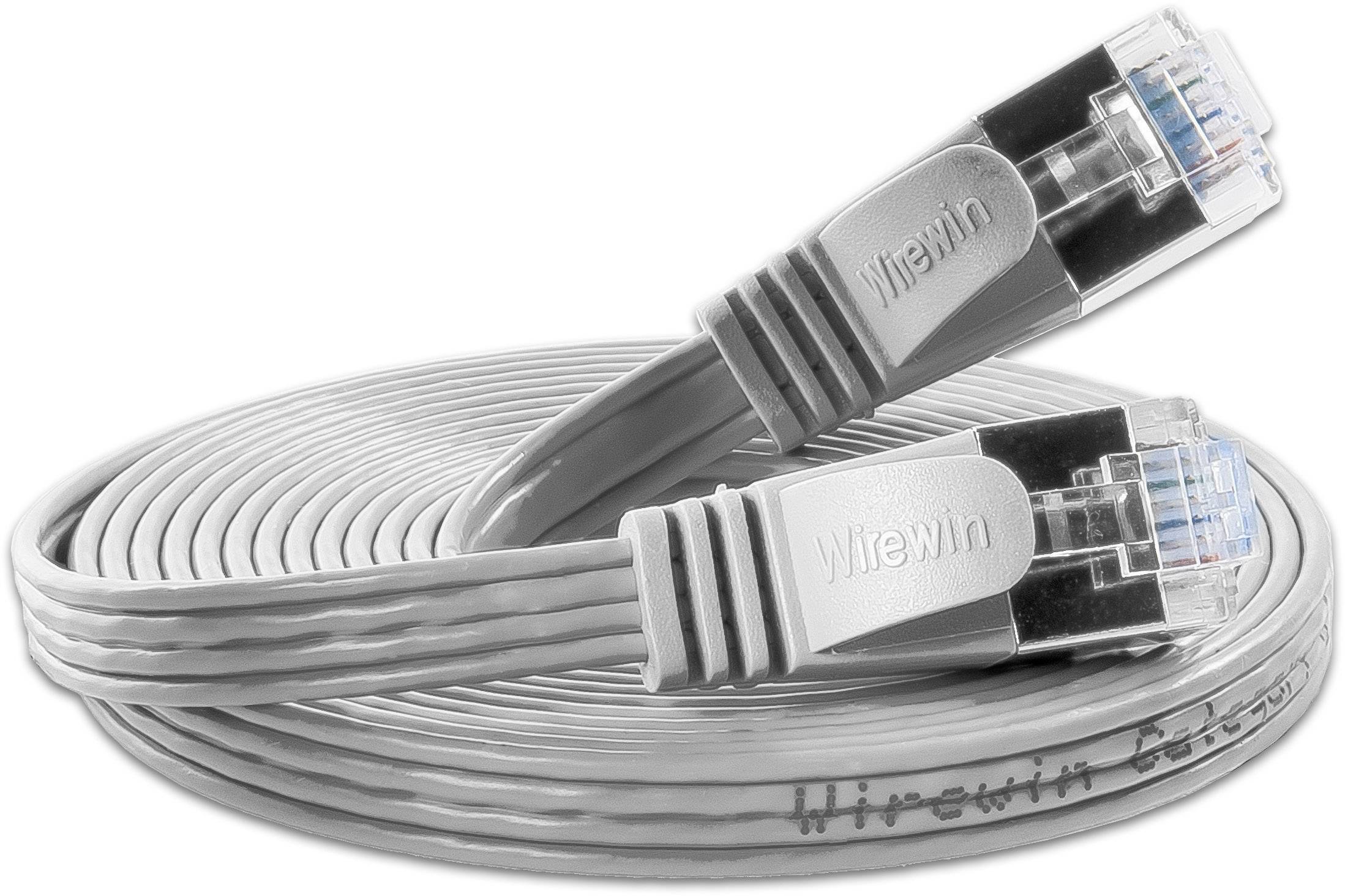 Wirewin PKW-STP-SLIM-KAT6 2.0 RJ45 USB-kabel CAT 6 U/FTP 2.00 m Grijs Plat 1 stuk(s)-1