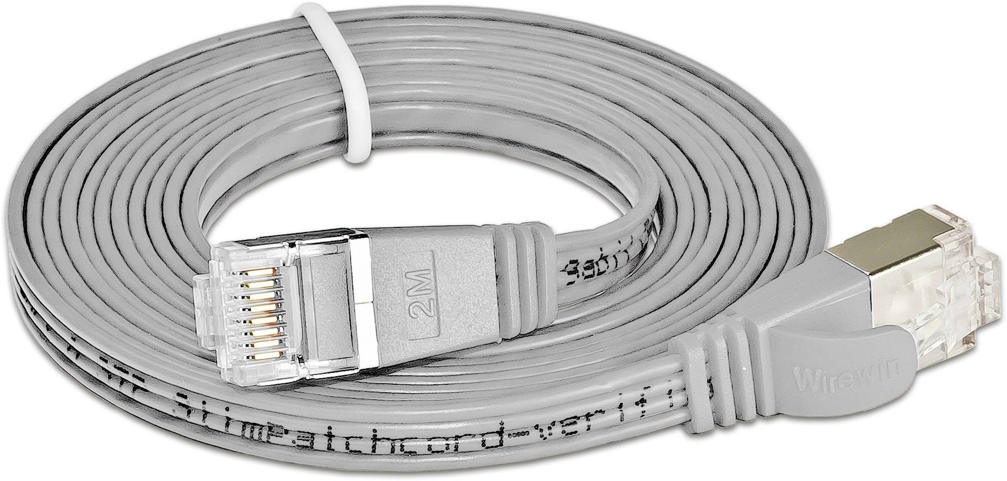 Wirewin PKW-STP-SLIM-KAT6 2.0 RJ45 USB-kabel CAT 6 U/FTP 2.00 m Grijs Plat 1 stuk(s)-3