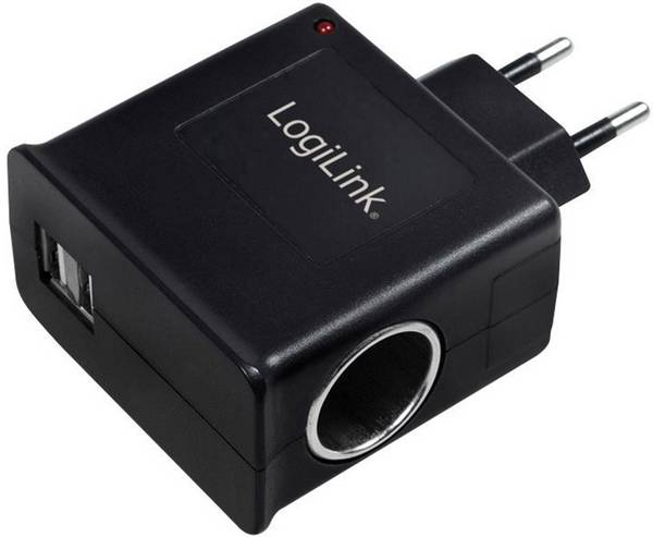 LogiLink Power Adapter USB-oplader 12 W USB, Sigarettenaanstekerbus Zwart Thuis Overstroombeveiliging