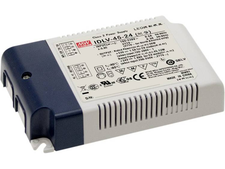 LED-driver, LED-transformator 36 V-DC 45 W 0 1.25 A Constante spanning Mean Well IDLV-45A-36