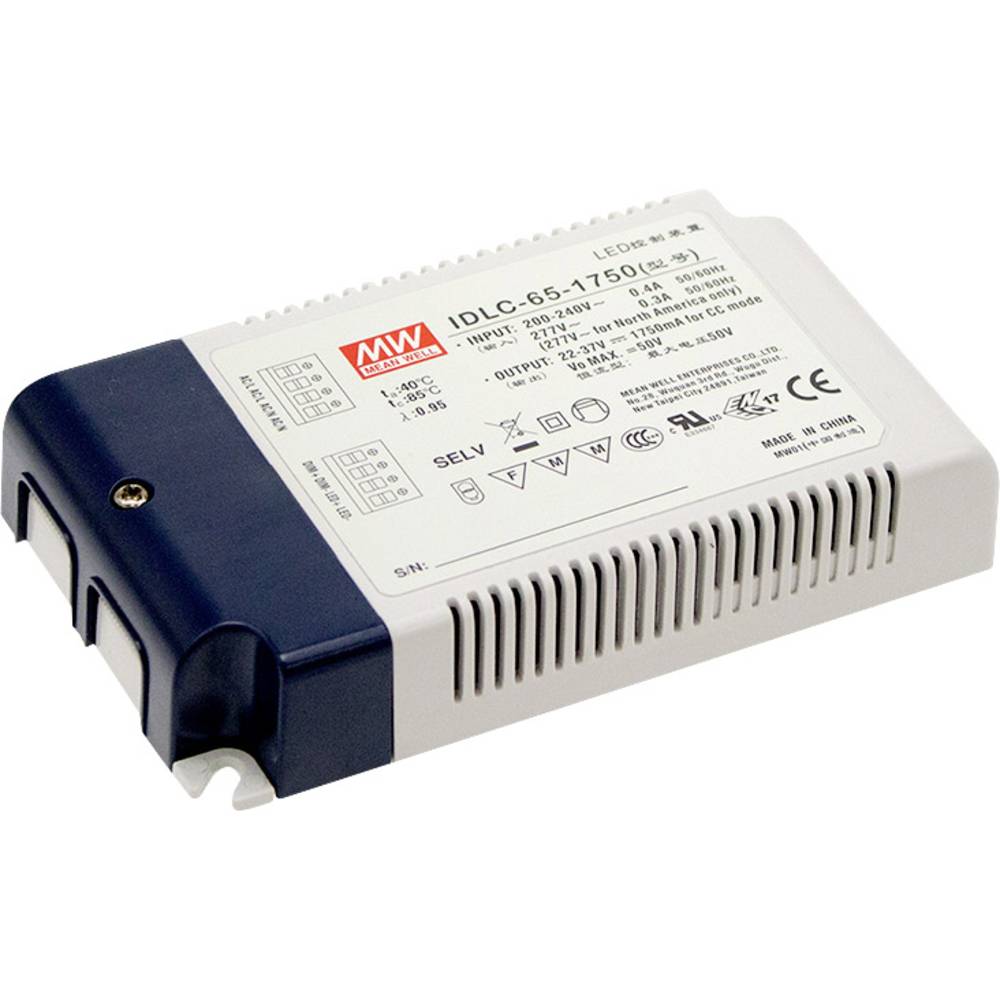 LED-transformator, LED-driver 27 - 36 V/DC 63 W 1750 mA Constante stroomsterkte Mean Well IDLC-65-1750