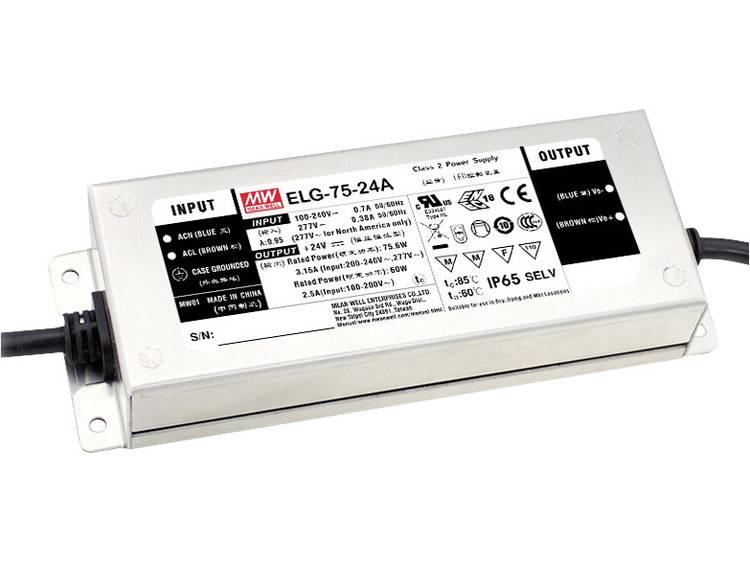 Aanbieding: Led Driver 12 24 Vdc 756 W 315 A Constante Spanning  Stroomsterkte Mean Well Elg 75 24A 3Y