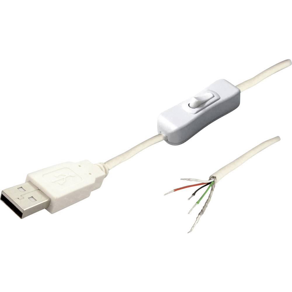 BKL Electronic USB-A 10080119 - USB-kabel 2.0 A-stekker met schakelaar, wit Stekker, recht 11080119 11080119 BKL Electronic 1 stuk(s)