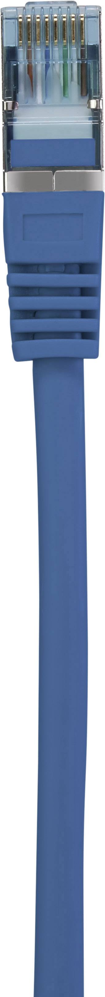 Een blauw Ethernet-kabel met een RJ45-connector.
