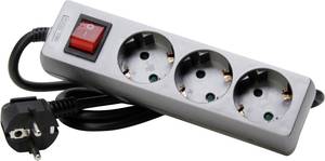 Conrad Kopp 129743008 Stekkerdoos met schakelaar 3-voudig Titaan Randaarde stekker 1 stuk(s) aanbieding