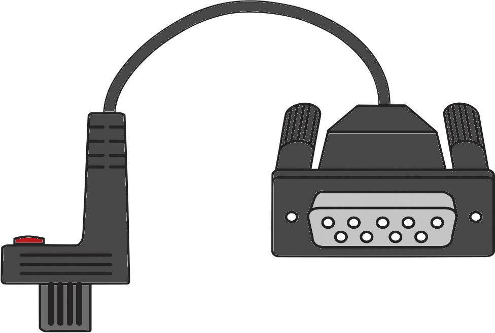 Handmatige controller en stekker met 9 pinnen, verbonden door een kabel. Gebruikt voor oude videogames.