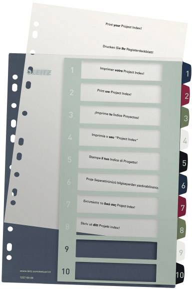 Leitz 1237 Style Register DIN A4 1-10 Polypropyleen Meerdere kleuren 10 tabbladen Extra breed, PC-beschrijfbaar 1237-00-