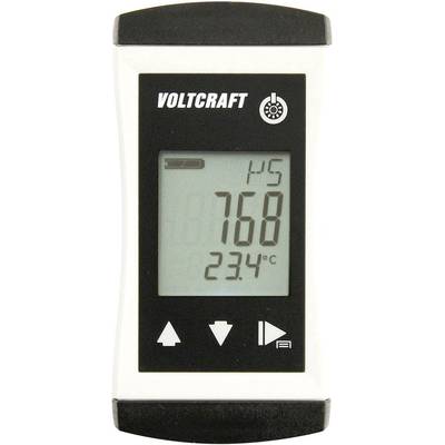 Een digitaal, draagbaar meetapparaat van het merk Voltcraft toont 760 microsiemens en 23,4 graden Celsius op een scherm.