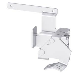 Een witte metalen beugel met meerdere schroefbevestigingspunten, geschikt voor installatie in technische of mechanische systemen.