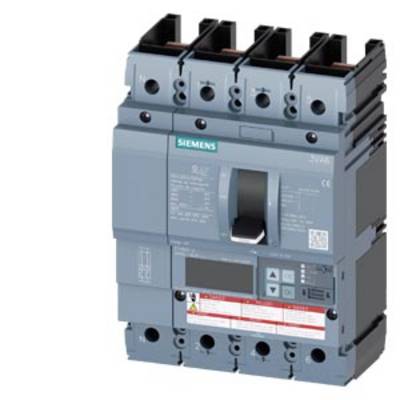 Een grijze Siemens vermogensschakelaar met meerdere aansluitingen en schakelaar, tegen een witte achtergrond.