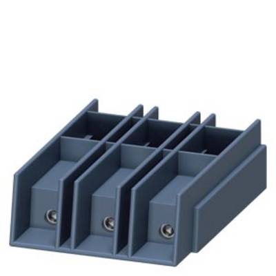 Grijs, rechthoekig bouwonderdeel met drie parallelle sleuven en twee zichtbare schroeven aan de onderkant, waarschijnlijk een verbindingsstuk.
