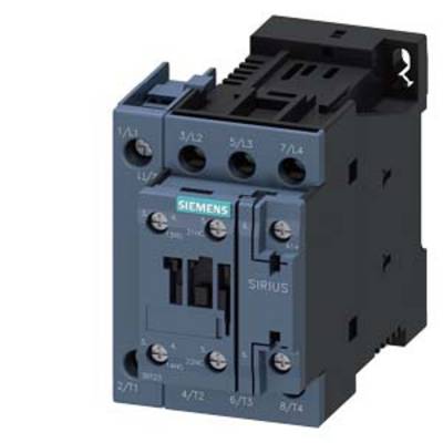 Een blauwe Siemens SIRIUS contactor met meerdere aansluitklemmen en een zwarte behuizing.