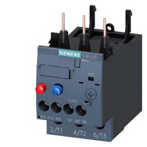 Een elektronisch overbelastingsrelais van Siemens, model Sirius, met bedieningsknoppen en aansluitklemmen, ter bescherming van elektromotoren.